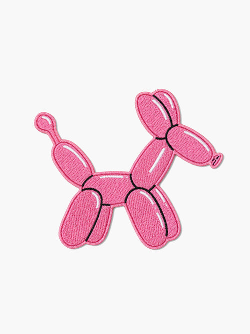 Embroidered Balloon Dog patch with hook-and-loop backing
