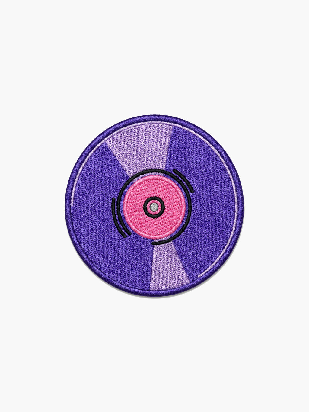 Embroidered Vinyl Record patch with hook-and-loop backing
