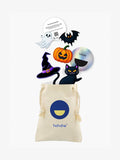 Spooky Halloween collectible patch set in Hahaha branded drawstring bag for kids hoodie customization