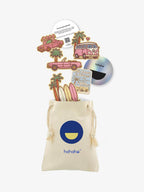 LA Vibes patch set with a reusable Hahaha drawstring bag