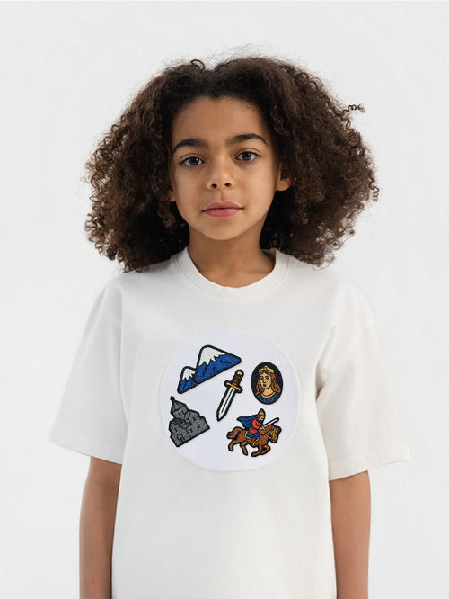 Armenian Heritage Patch Set worn on a kids hoodie