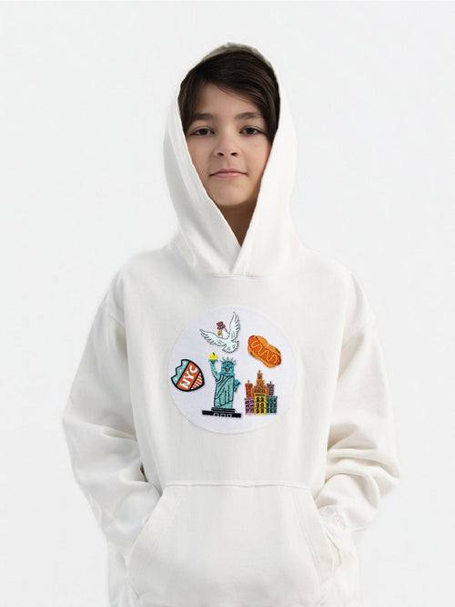 American Spirit Patch Set worn on a kids hoodie