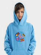 Kid wearing the 90s Kids patch set on a Hahaha tee
