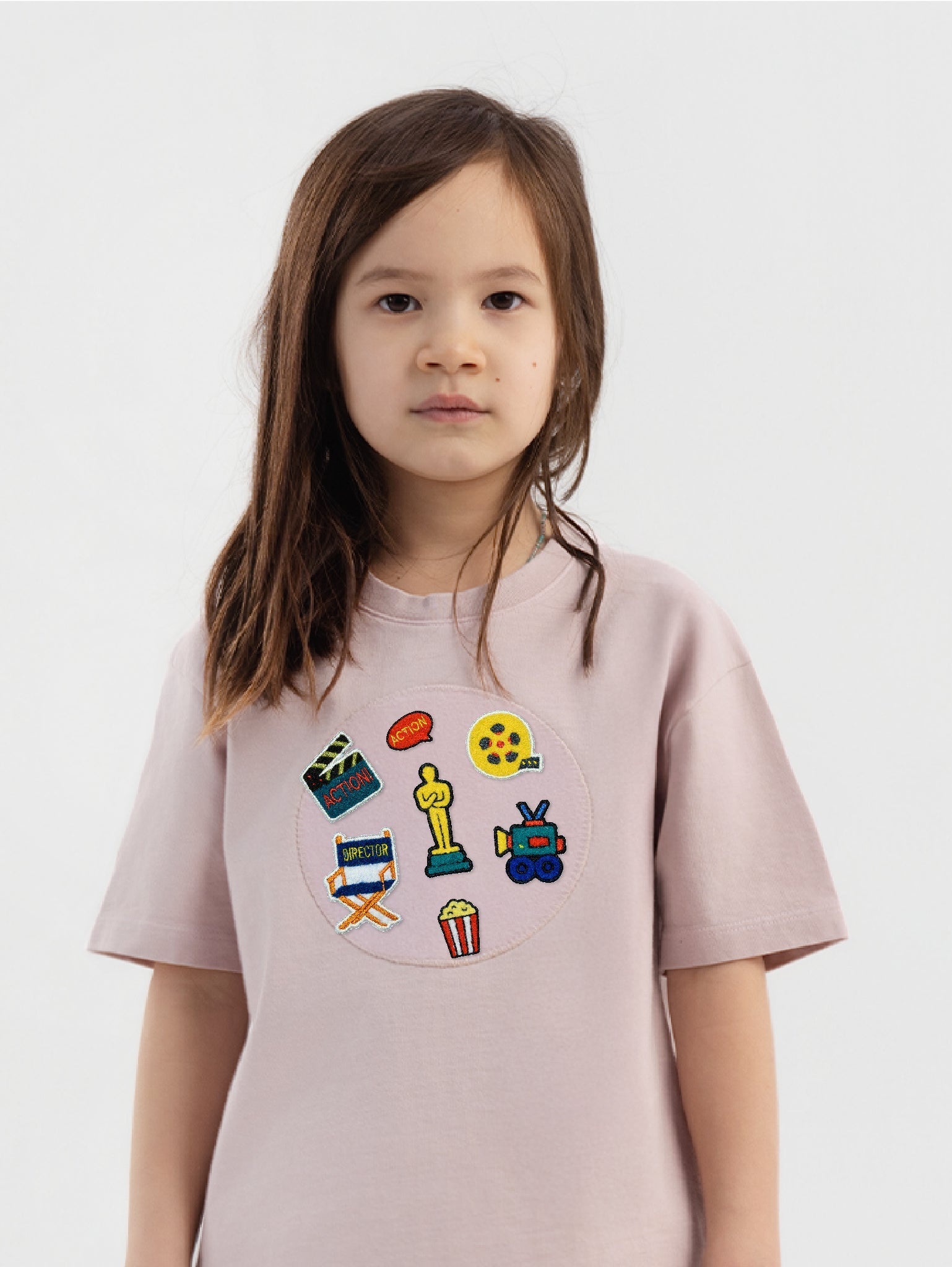 Little Director Patch Set worn on a kids hoodie