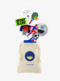 Sport Is Life collectible patch set in Hahaha branded drawstring bag for kids hoodie customization