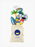 Summer Vibes collectible patch set in Hahaha branded drawstring bag for kids hoodie customization