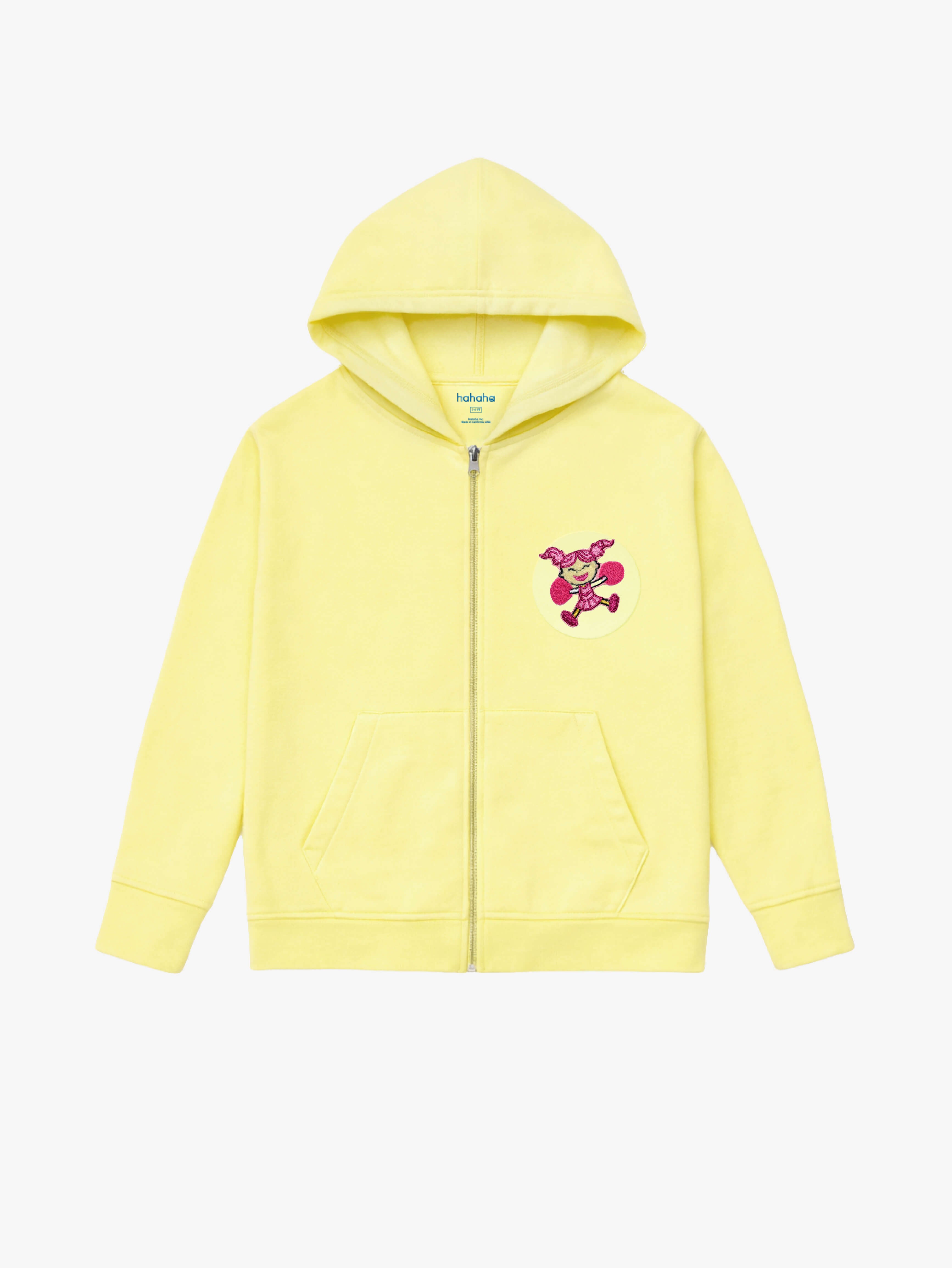 Light Yellow Organic Cotton Kids Zip-Up Jacket - Customizable