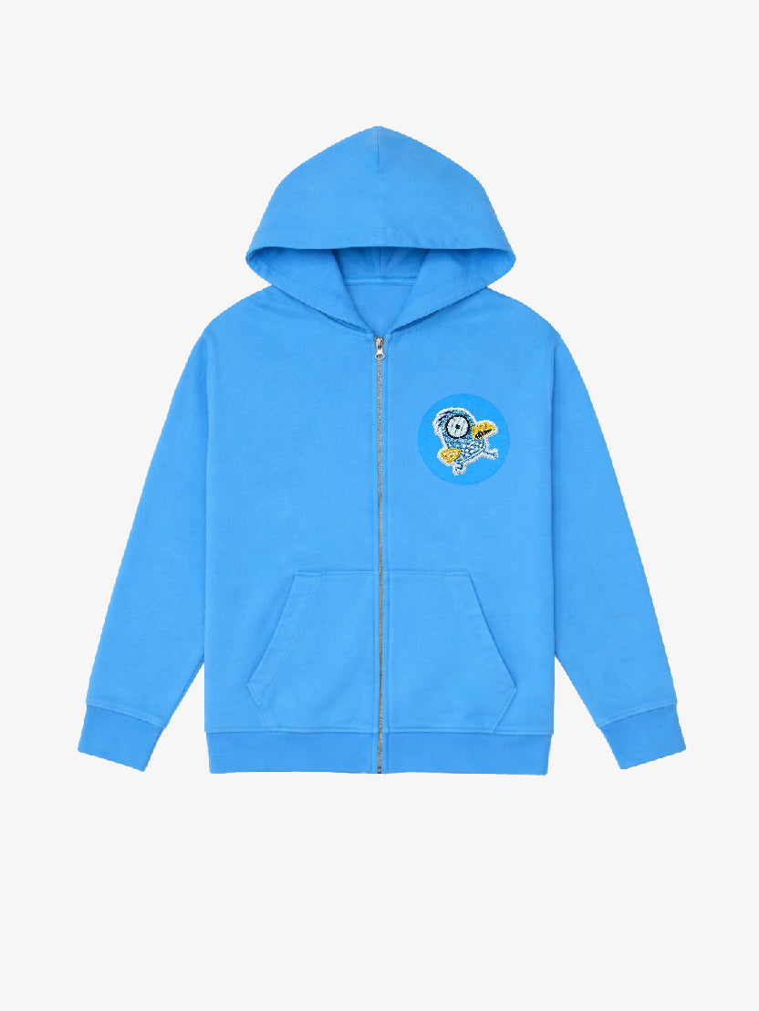 Blue Organic Cotton Kids Zip-Up Jacket - Customizable
