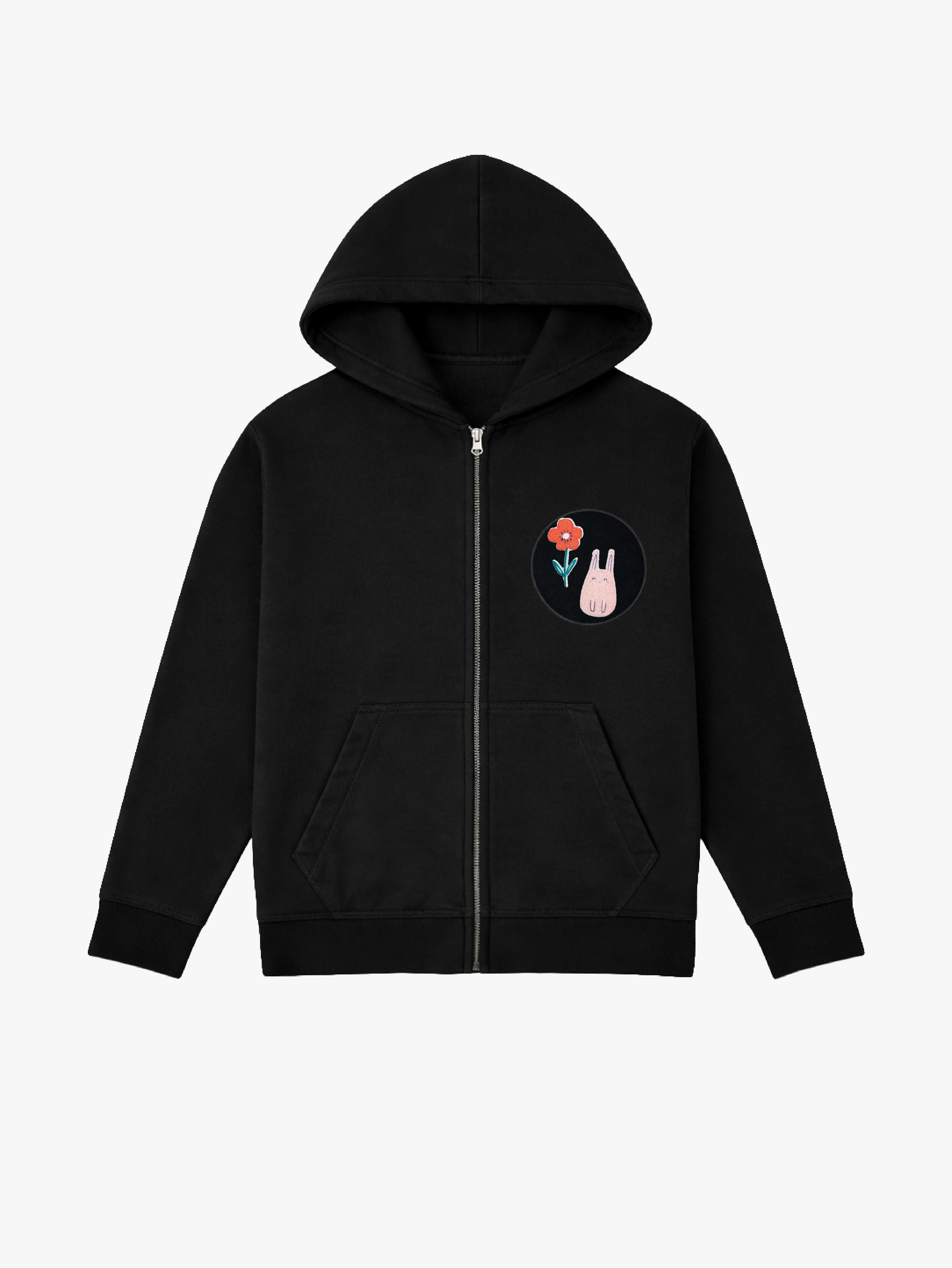 Black Organic Cotton Kids Zip-Up Jacket - Customizable