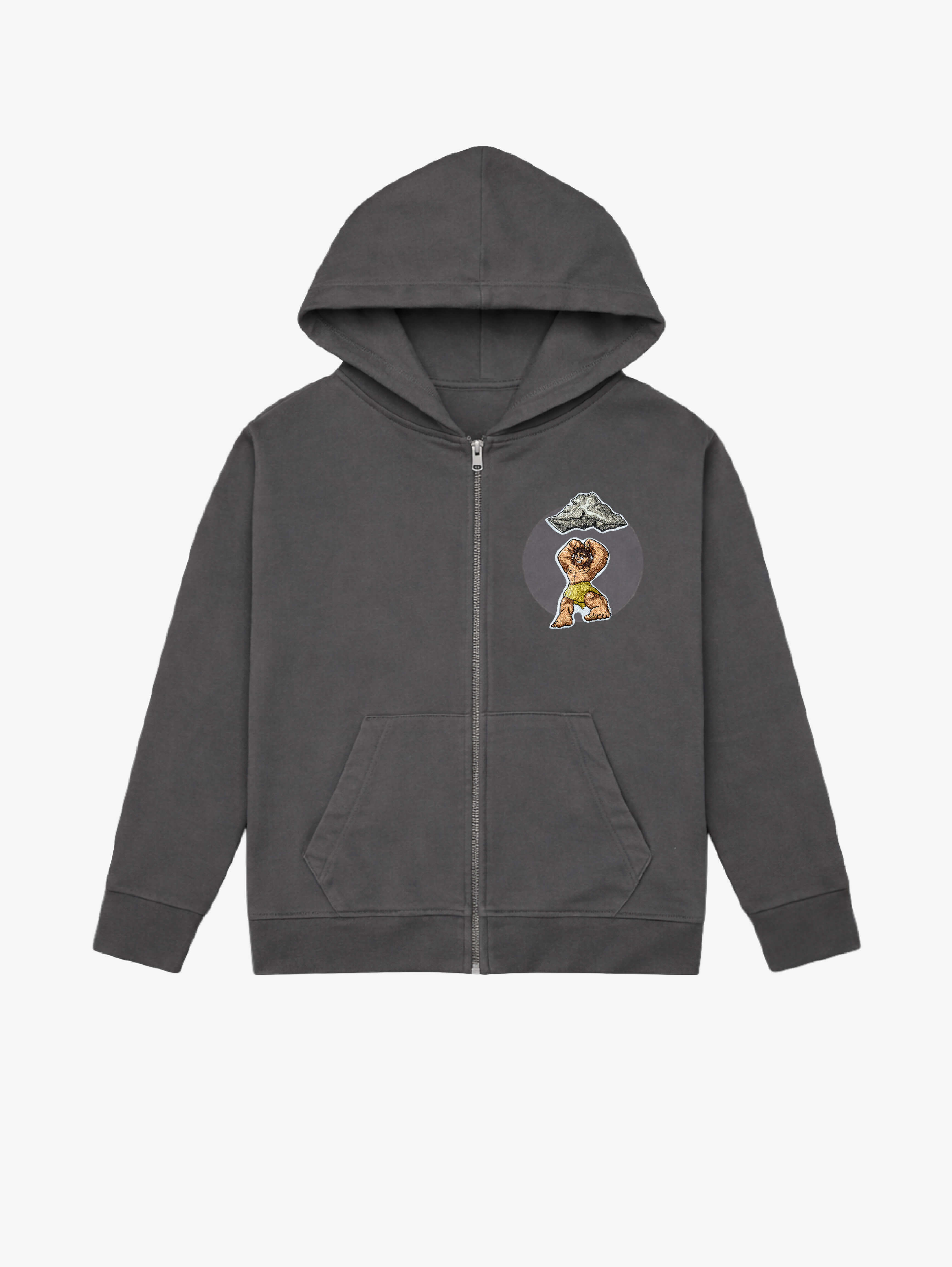Stone Grey Organic Cotton Kids Zip-Up Jacket - Customizable