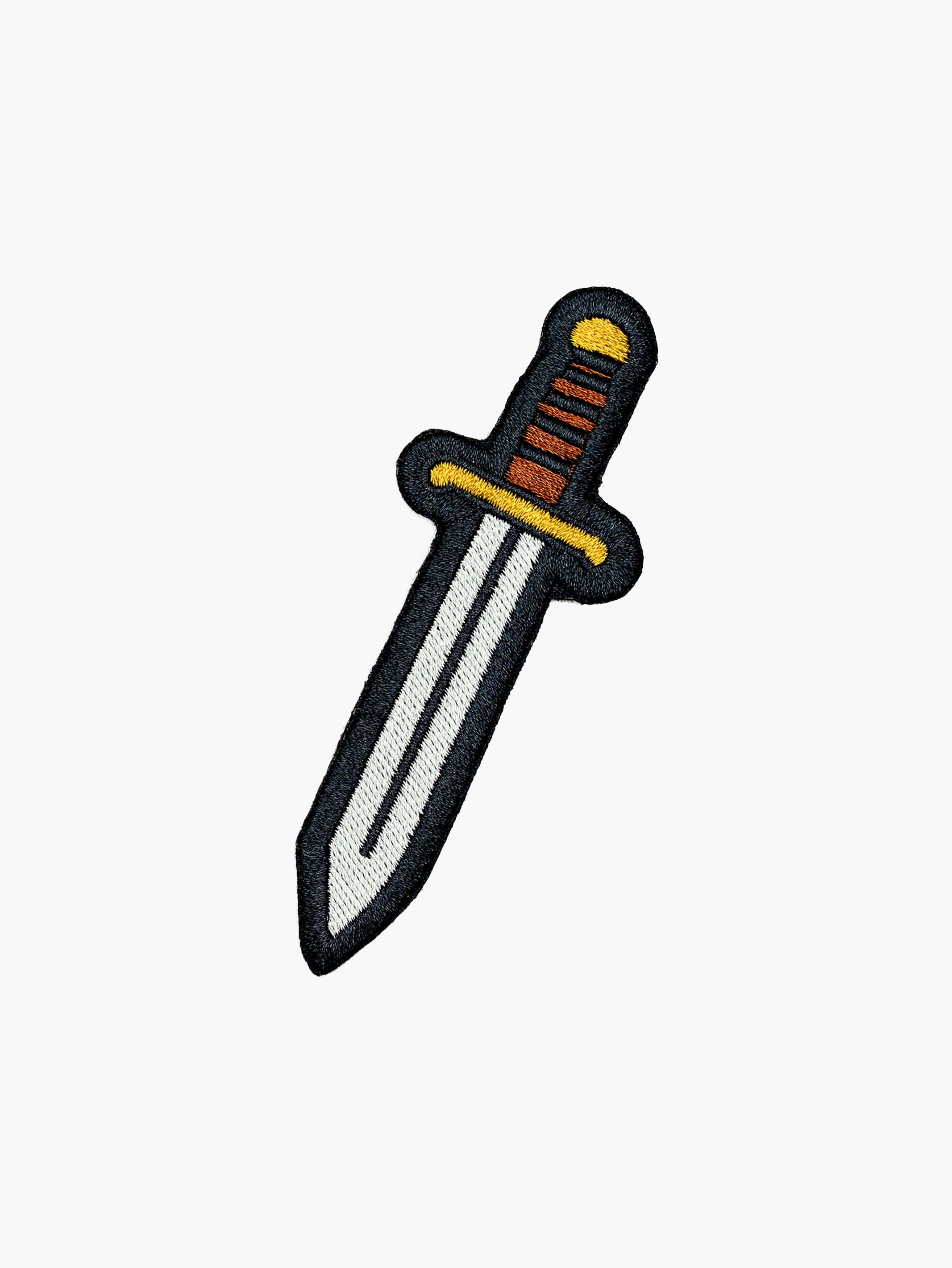 Embroidered Sword patch with hook-and-loop backing