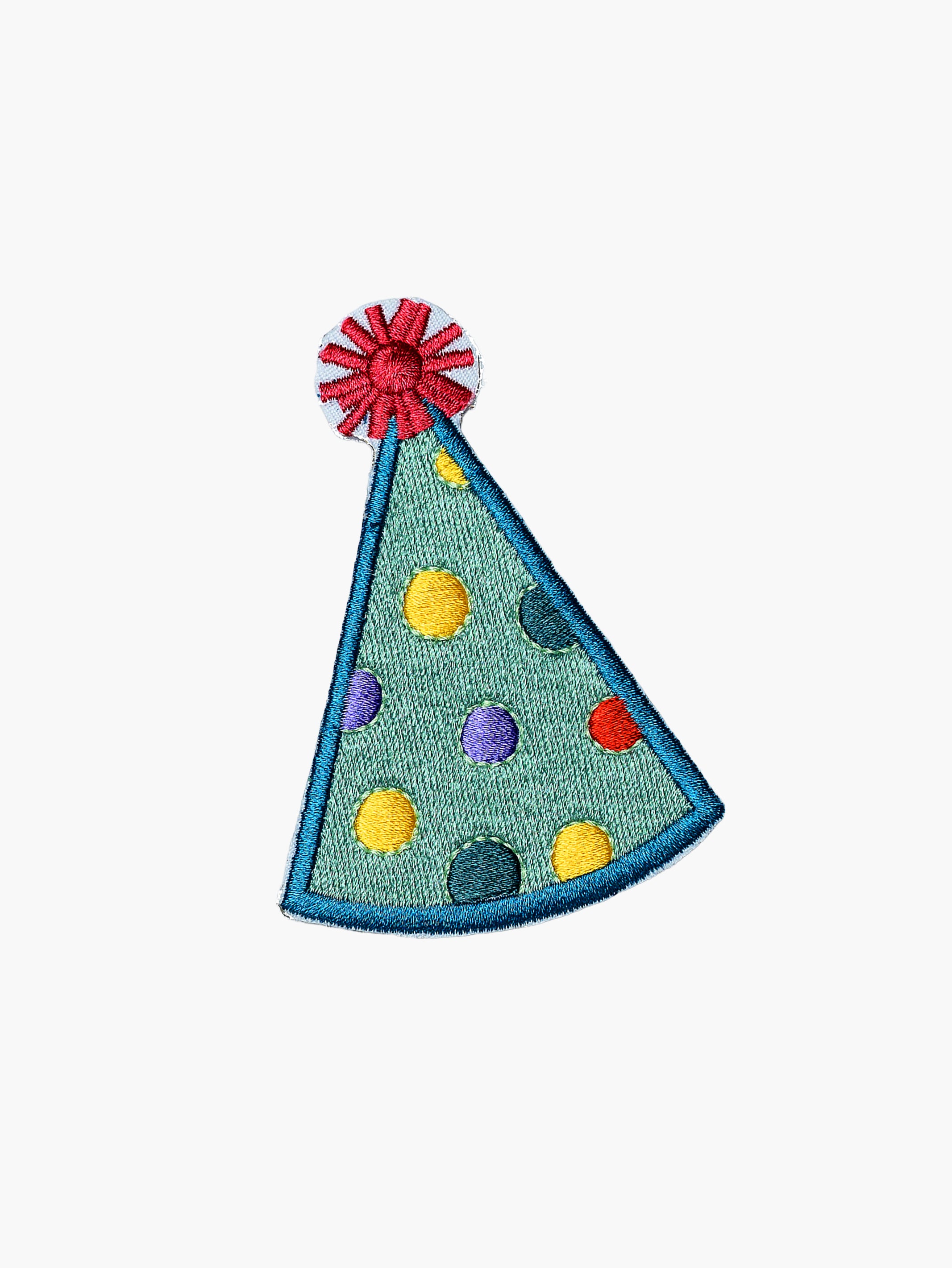 Embroidered Party Hat patch with hook-and-loop backing