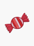 Embroidered Wrapped Candy patch with hook-and-loop backing