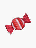 Embroidered Wrapped Candy patch with hook-and-loop backing