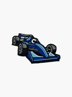 Embroidered Blue F1 Race Car patch with hook-and-loop backing