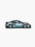 Embroidered Silver Sports Car patch with hook-and-loop backing