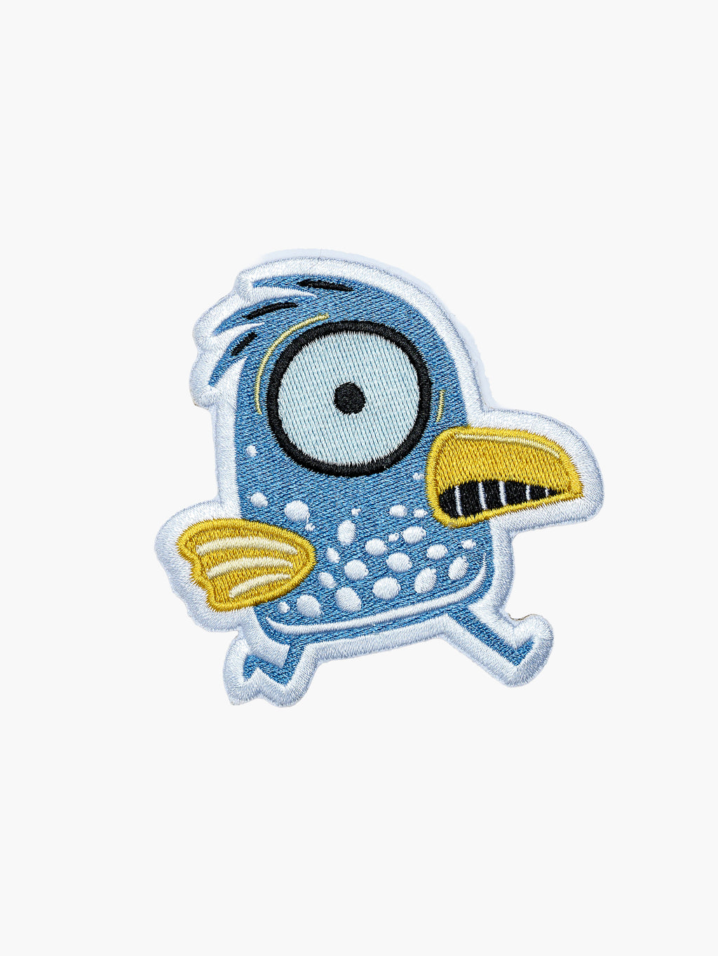 Embroidered One-Eyed Bird patch with hook-and-loop backing