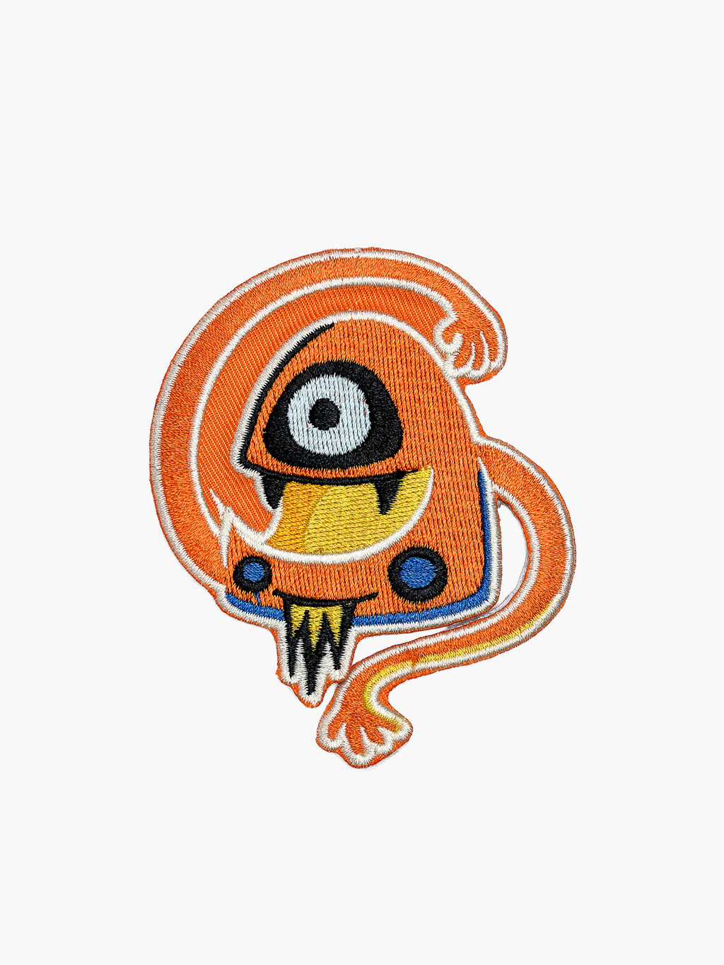 Embroidered One-Eyed Creature patch with hook-and-loop backing