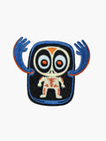 Embroidered Skeleton Monster patch with hook-and-loop backing