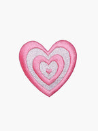Embroidered Pink Heart patch with hook-and-loop backing