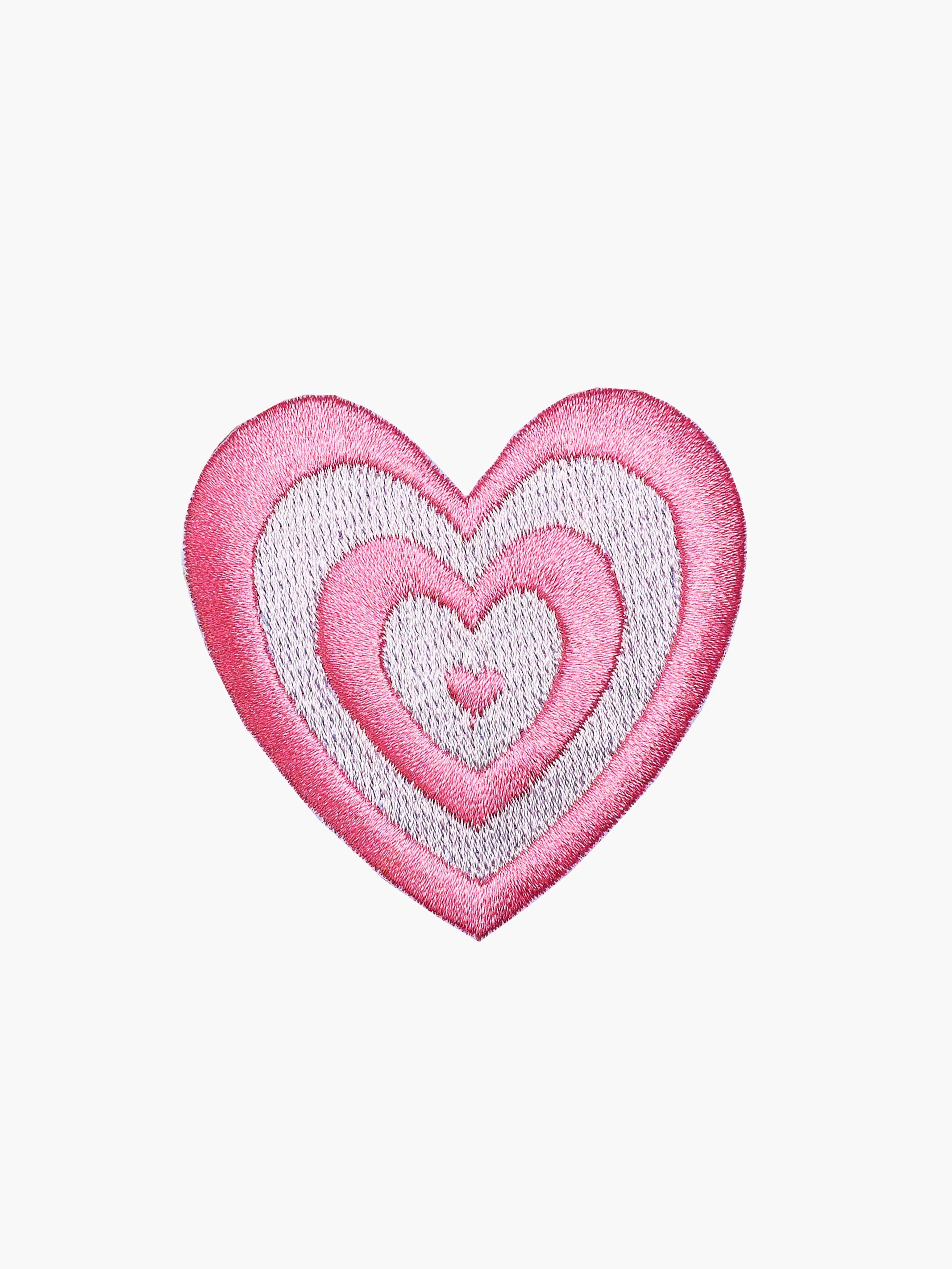 Embroidered Pink Heart patch with hook-and-loop backing
