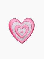 Embroidered Pink Heart patch with hook-and-loop backing