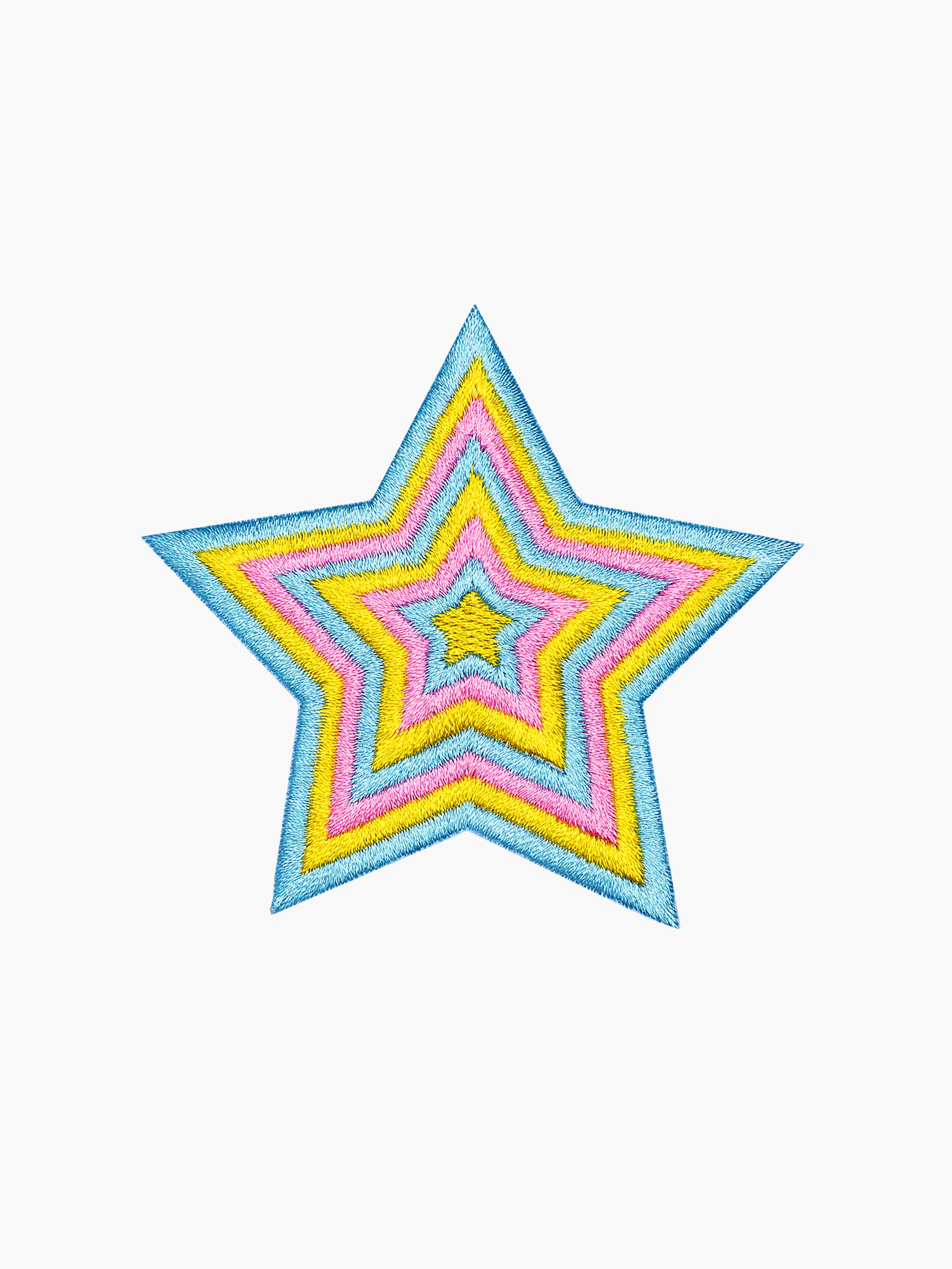 Embroidered Rainbow Star patch with hook-and-loop backing