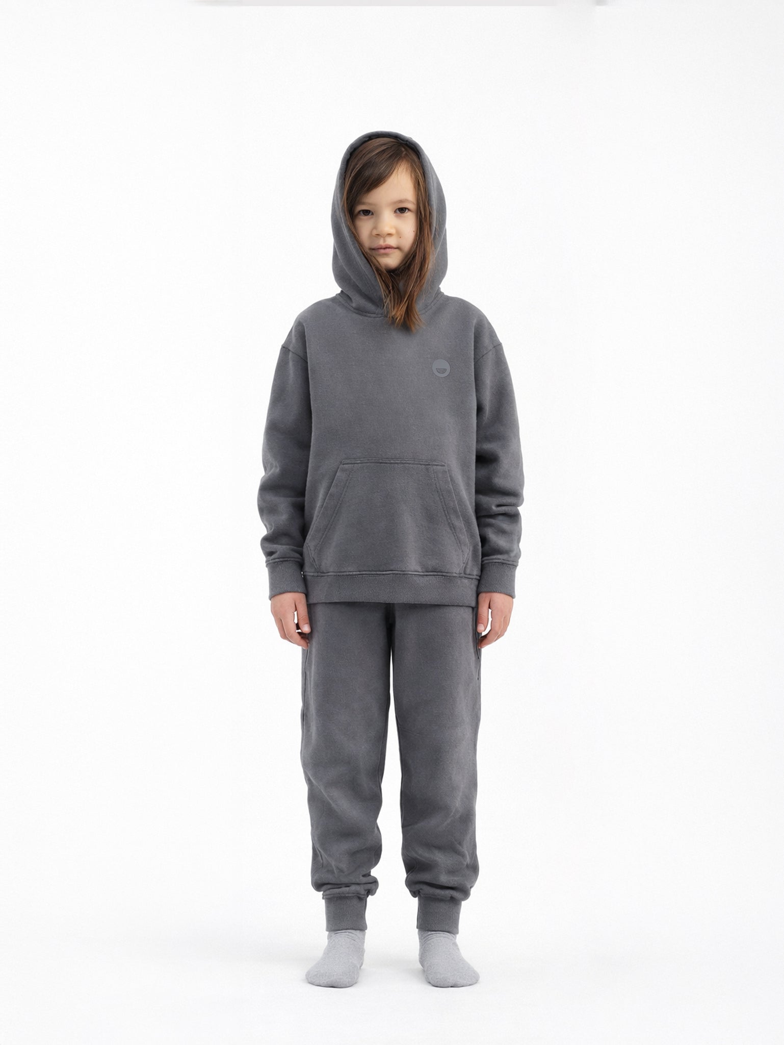 Stone Grey Organic Cotton Kids Hoodie - Essential