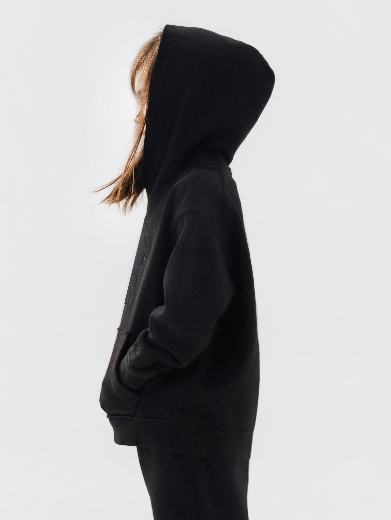 Black Organic Cotton Kids Hoodie - Essential