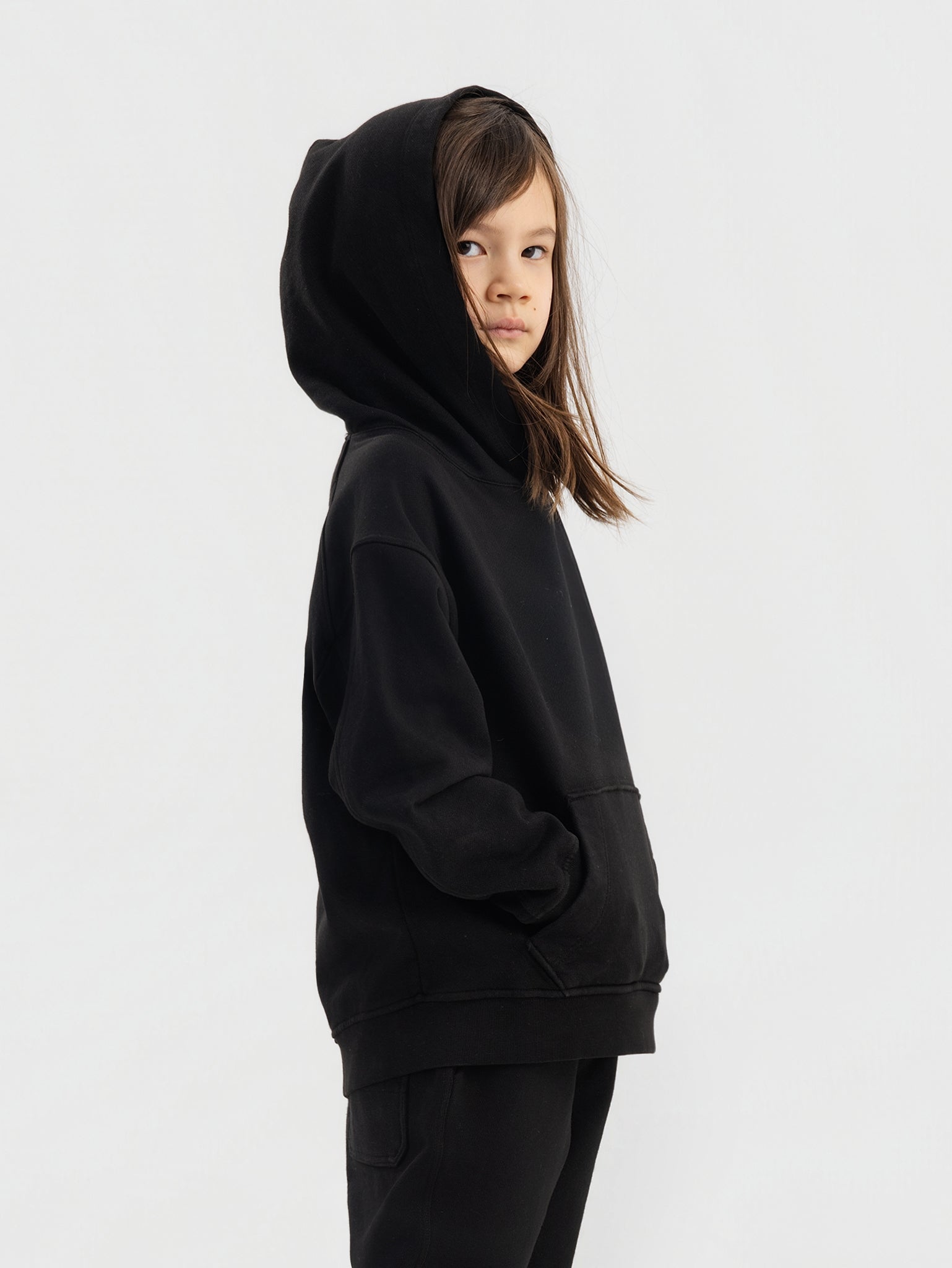 Black Organic Cotton Kids Hoodie - Essential