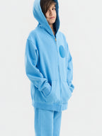 Blue Organic Cotton Kids Zip-Up Jacket - Customizable