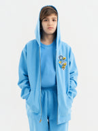 Blue Organic Cotton Kids Zip-Up Jacket - Customizable