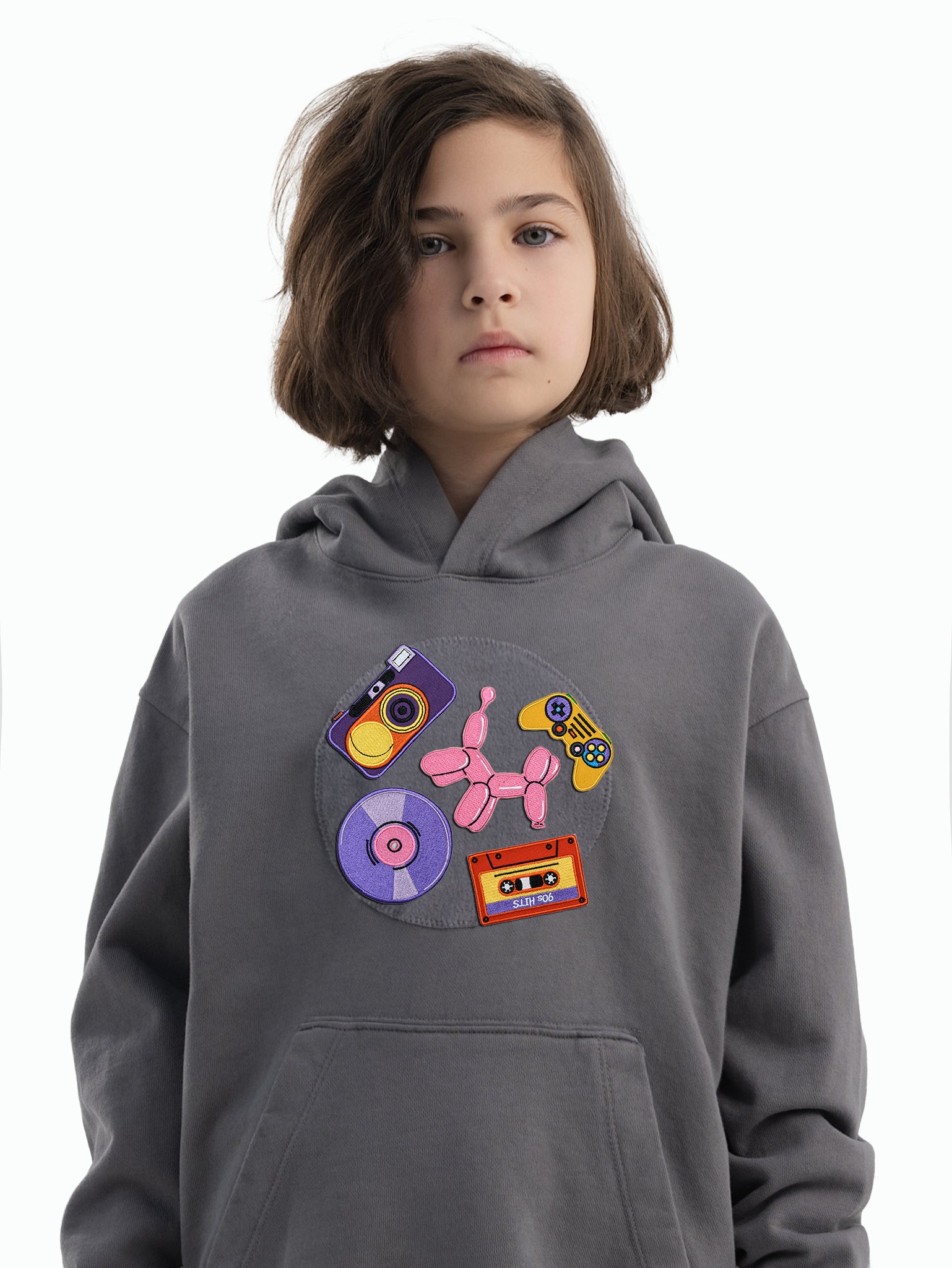 Stone Grey Organic Cotton Kids Hoodie - Customizable