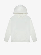 Off White GOTS organic cotton kids hoodie, flat front view on ghost mannequin