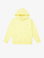 Light Yellow GOTS organic cotton kids hoodie, flat front view on ghost mannequin