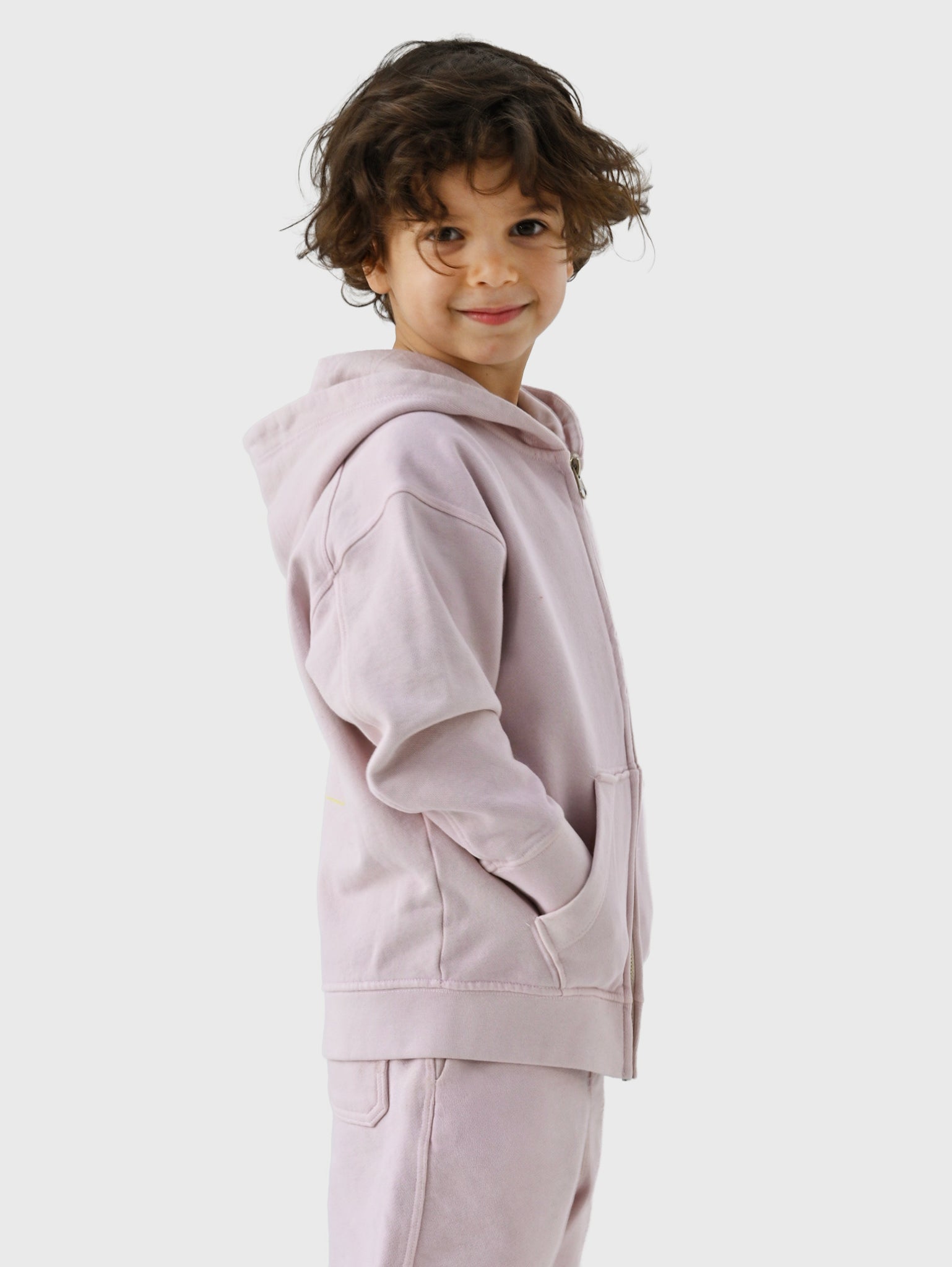 Dirty Pink Organic Cotton Kids Zip-Up Jacket - Customizable