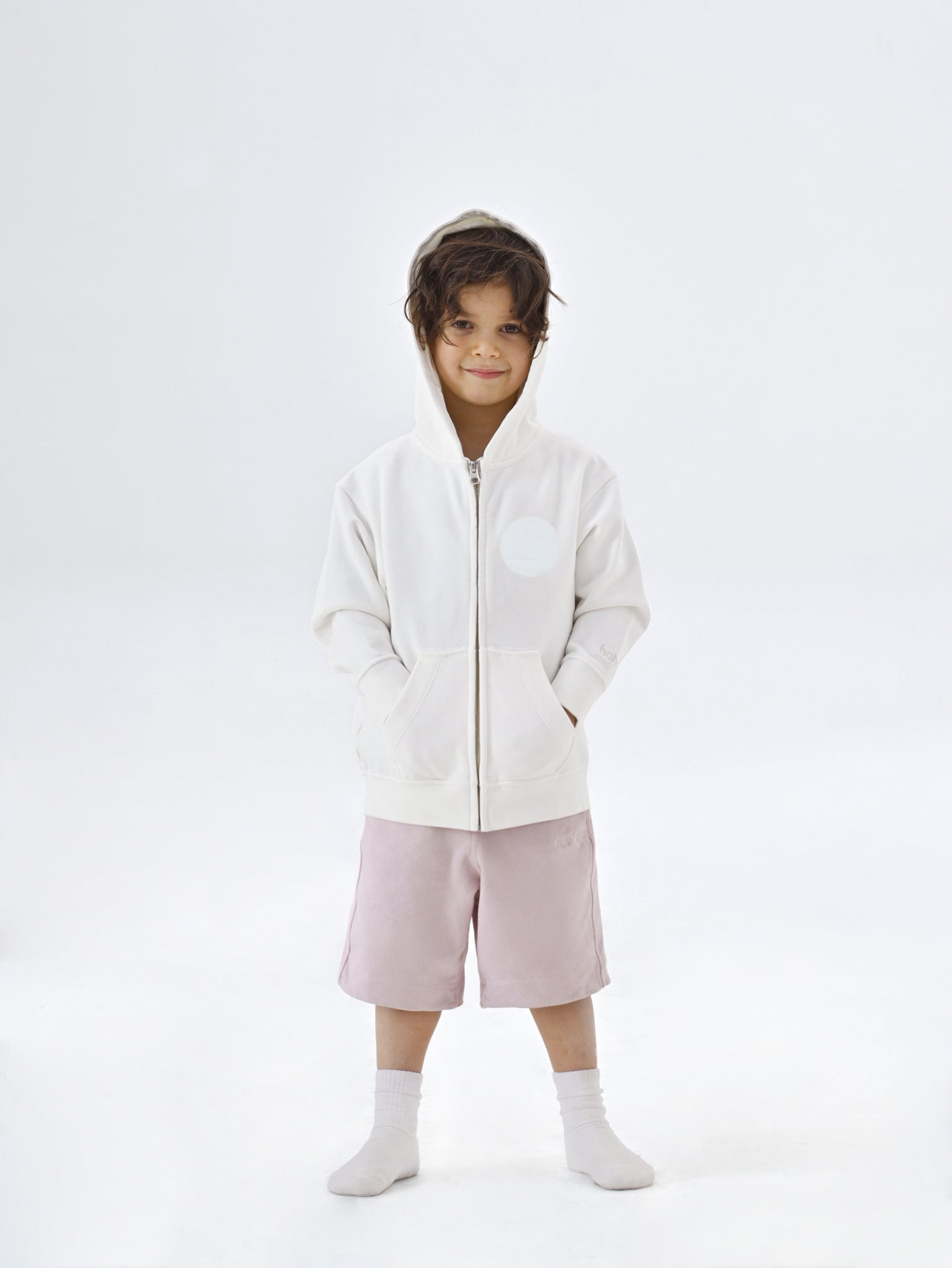 Off-White Organic Cotton Kids Zip-Up Jacket - Customizable