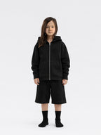 Black Organic Cotton Kids Zip-Up Jacket - Customizable