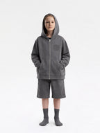 Stone Grey Organic Cotton Kids Zip-Up Jacket - Customizable