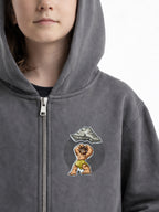 Stone Grey Organic Cotton Kids Zip-Up Jacket - Customizable