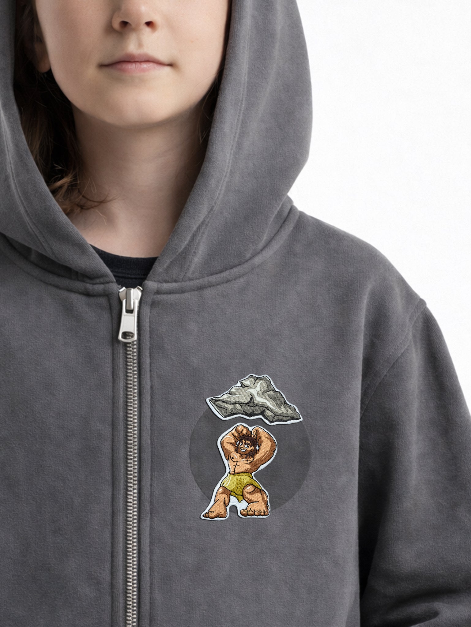 Stone Grey Organic Cotton Kids Zip-Up Jacket - Customizable