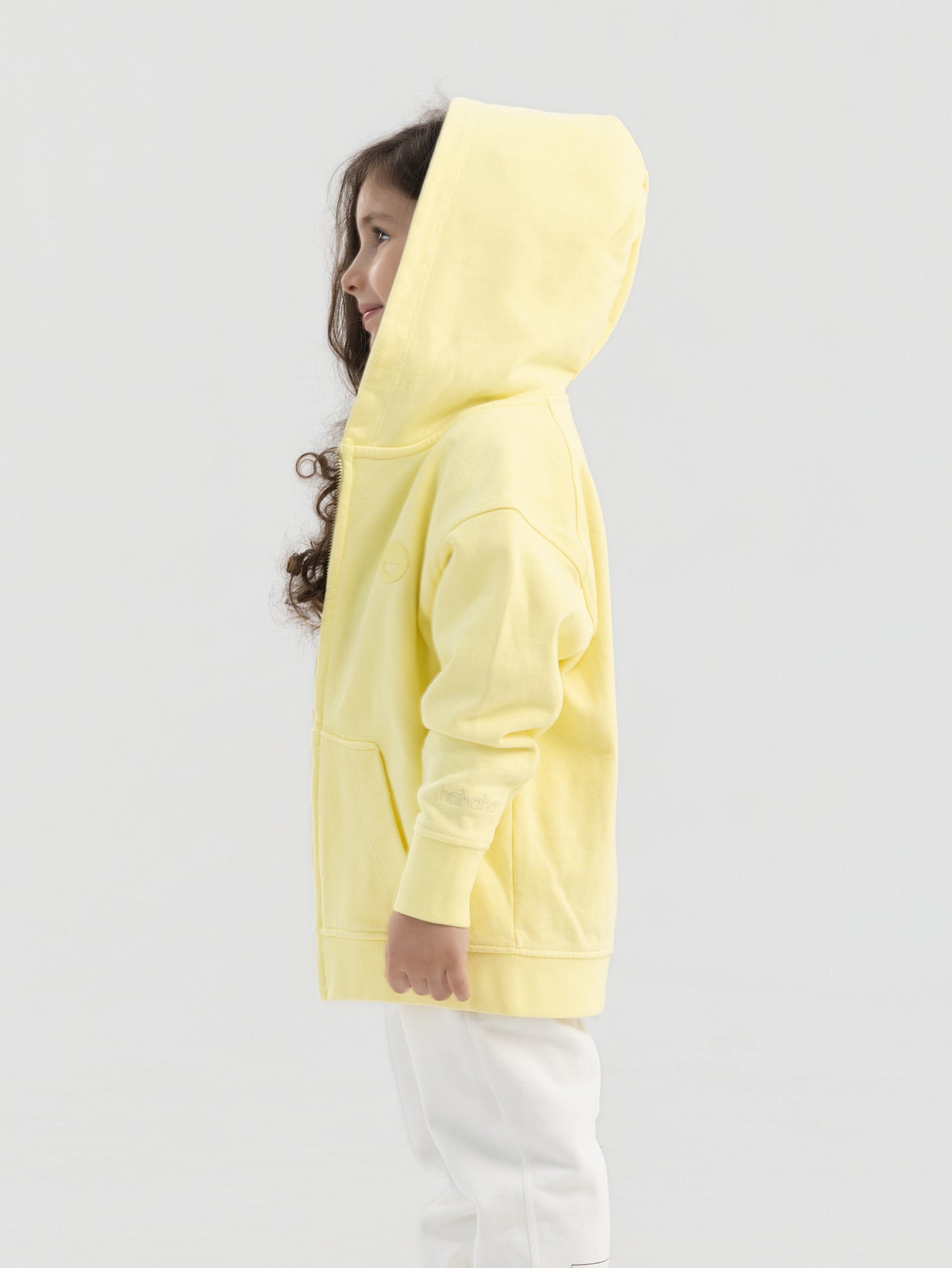Light Yellow Organic Cotton Kids Zip-Up Jacket - Essential