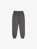 Stone Grey GOTS organic cotton kids jogger pants, flat front view on ghost mannequin