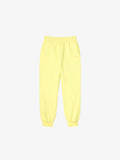 Light Yellow GOTS organic cotton kids jogger pants, flat front view on ghost mannequin