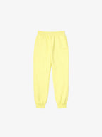 Light Yellow GOTS organic cotton kids jogger pants, flat front view on ghost mannequin