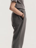 Stone Grey Hahaha organic cotton kids jogger pants side profile view