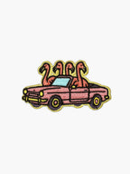 Embroidered Pink Convertible patch with hook-and-loop backing