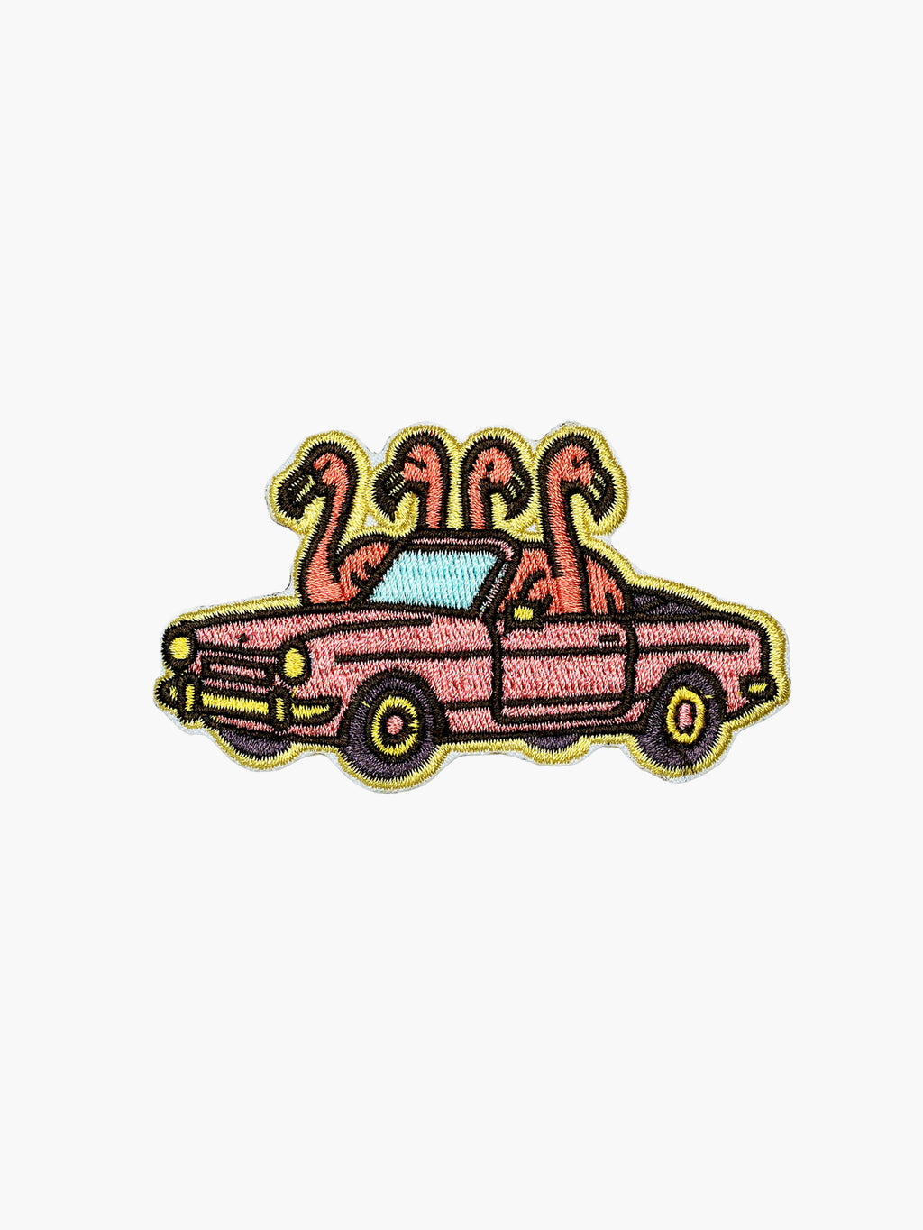 Embroidered Pink Convertible patch with hook-and-loop backing
