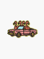 Embroidered Pink Convertible patch with hook-and-loop backing