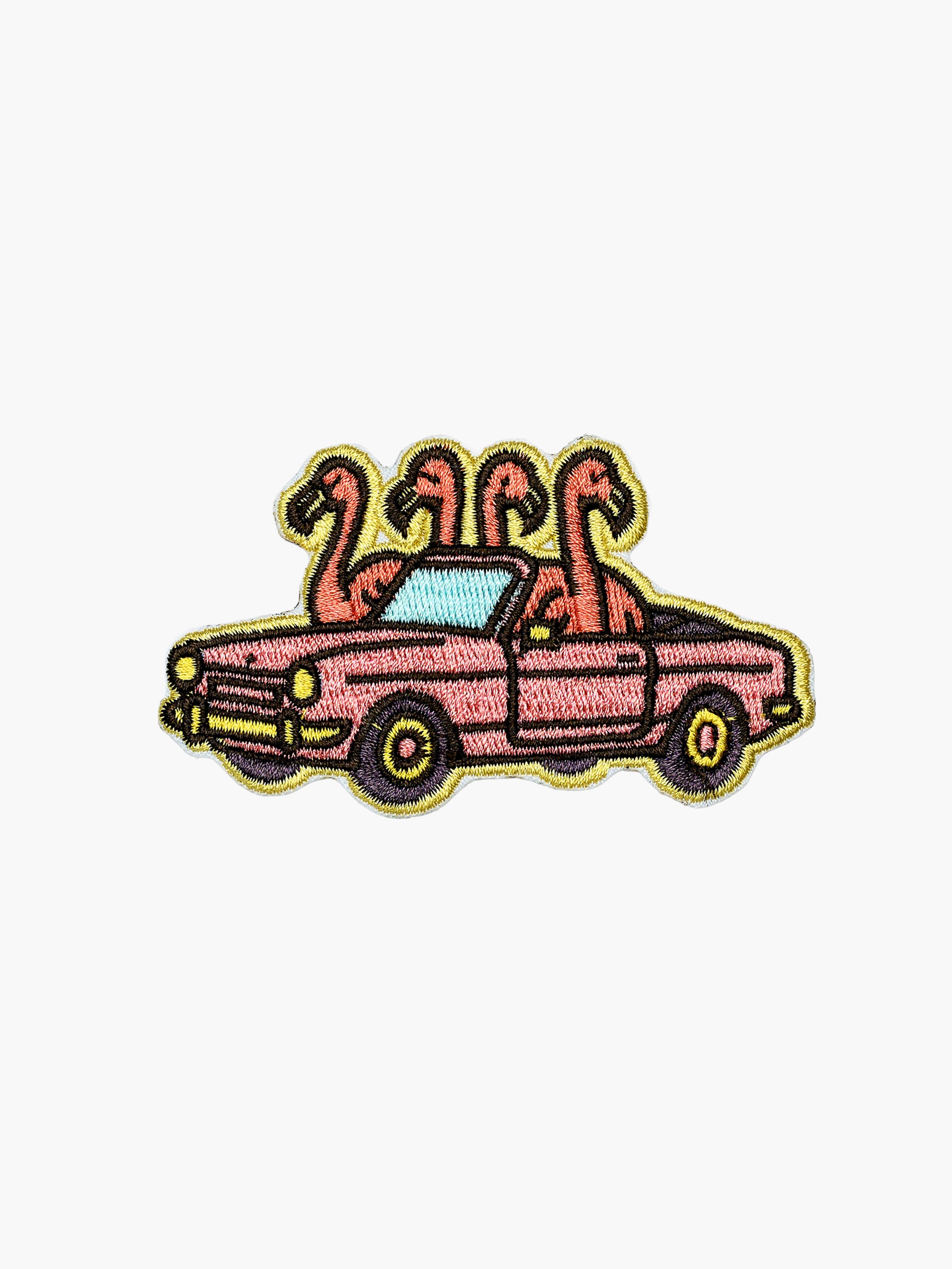 Embroidered Pink Convertible patch with hook-and-loop backing